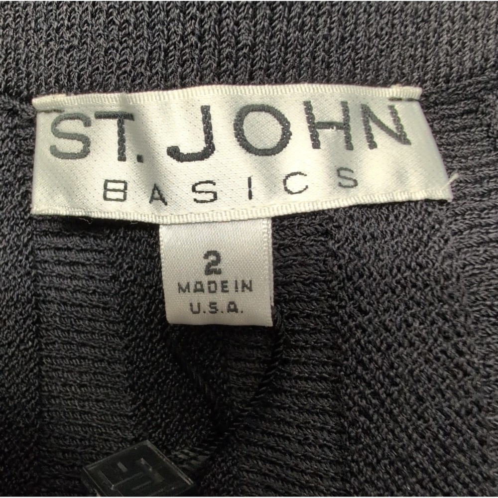NWT St. John Basics Collection Pleated Skirt Sz 2 Black Wool Blend Pull On Midi - Picture 6 of 7